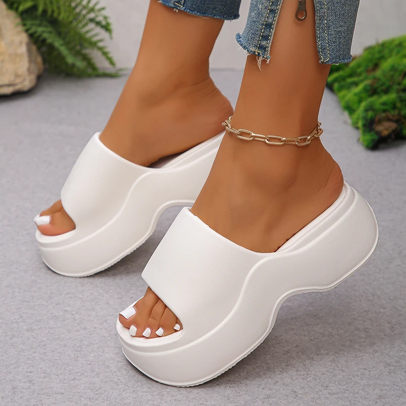 Women Shoes Wedges - Kadınlar için tıknaz Platform Terlik Yaz