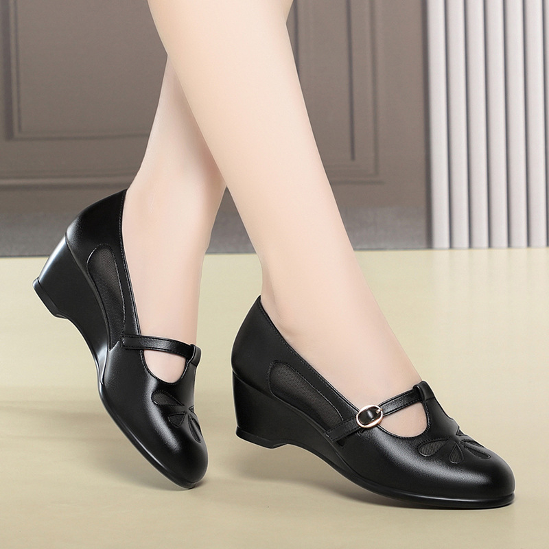 Women Shoes Wedges - Orta Yaşlı Kadınlar Yaz Örgü Kesimli