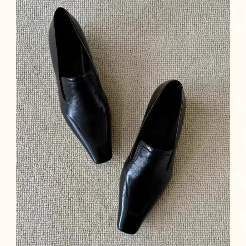 Women Shoes With Heels - Retro Kare Burun Derin Ağızlı Slip-on