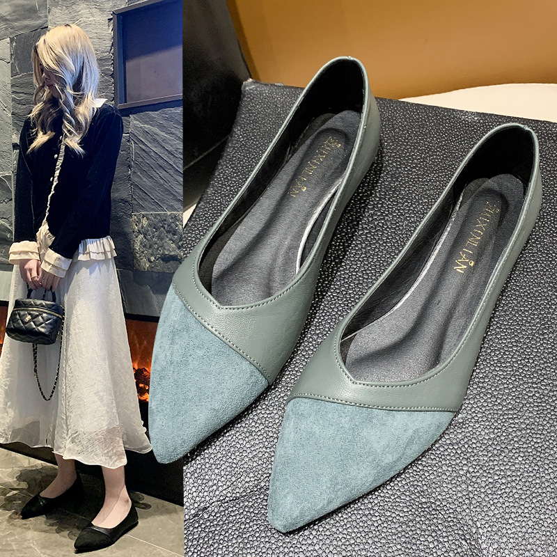 Women Shoes Wedges - Kadınlar için düz siyah deri ayakkabılar