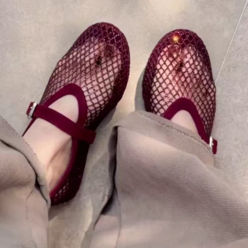 Women Shoes With Heels - İçi Boş Yapay Elmaslı Baotou Sandaletler