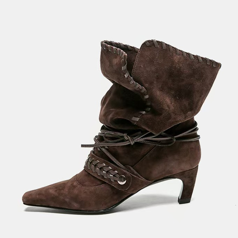 Women'S Shoes Chelsea - Liyke Sonbahar Kış Kahverengi Süet Örgü