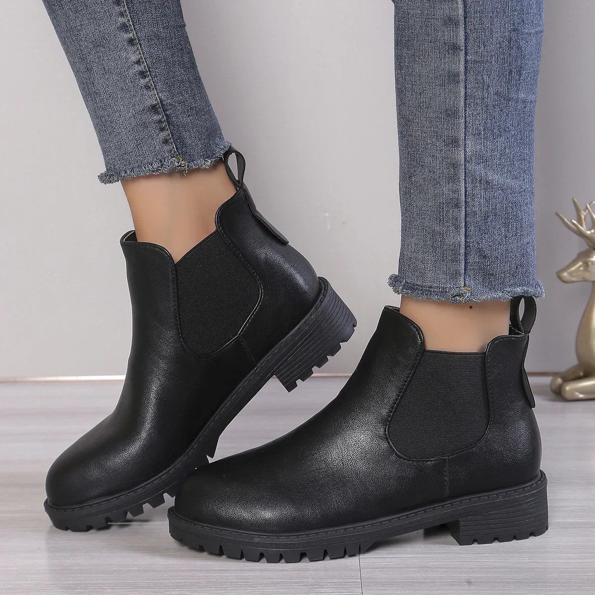 Women'S Shoes Chelsea - Kadın Rahat Chelsea yarım çizmeler Yuvarlak