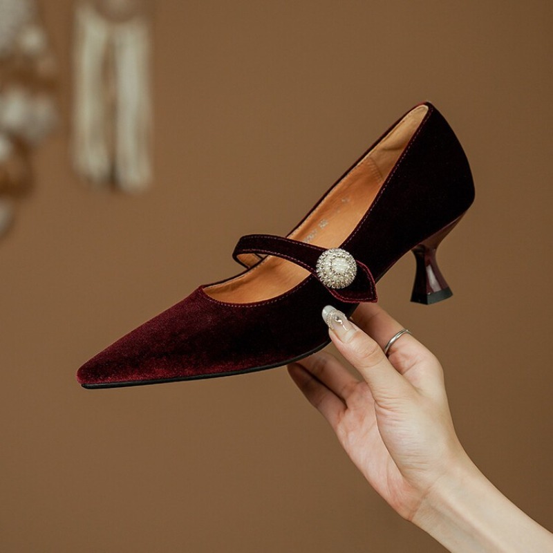 Şarap Kırmızısı Sivri Burun Ma - Women Shoes With Heels incelemesi ve fiyatı