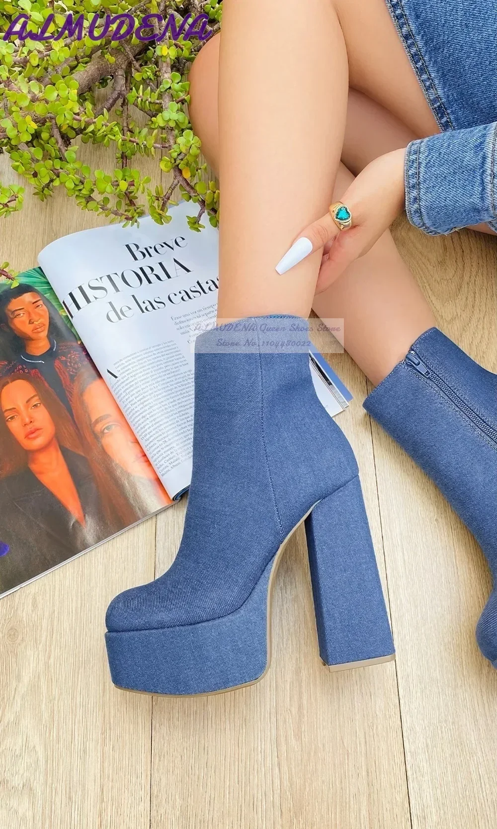 ALMUDENA Mavi Denim Blok Topuk - Women Shoes Jeans incelemesi ve fiyatı