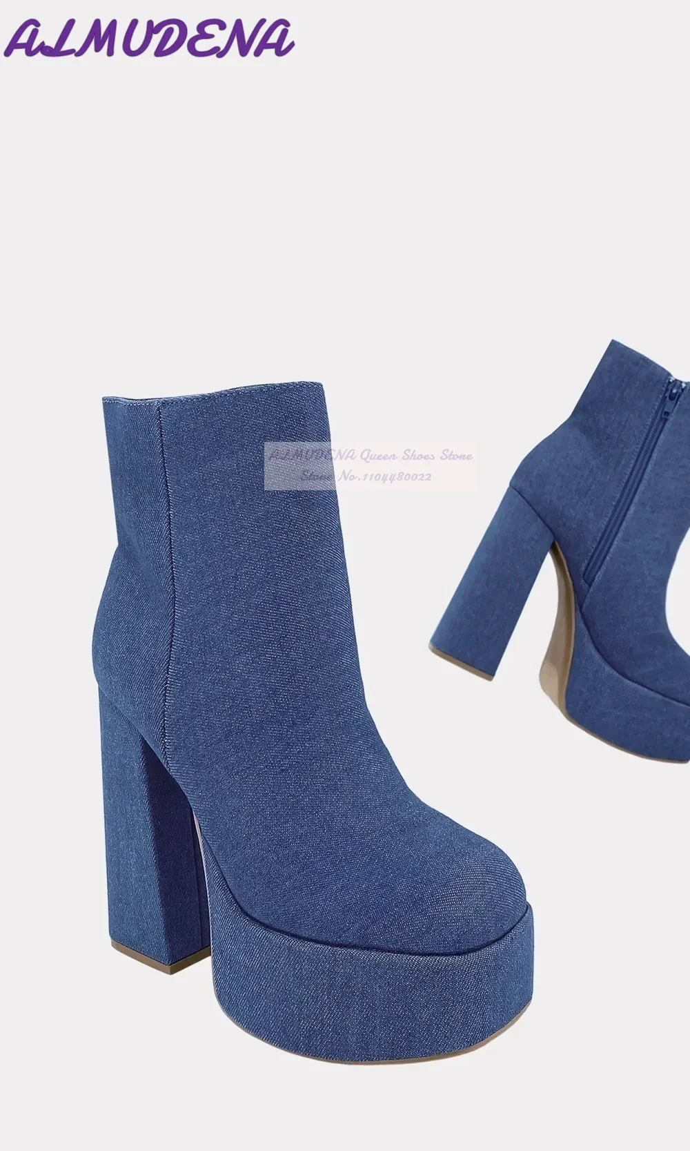 ALMUDENA Mavi Denim Blok Topuk - Women Shoes Jeans incelemesi ve fiyatı